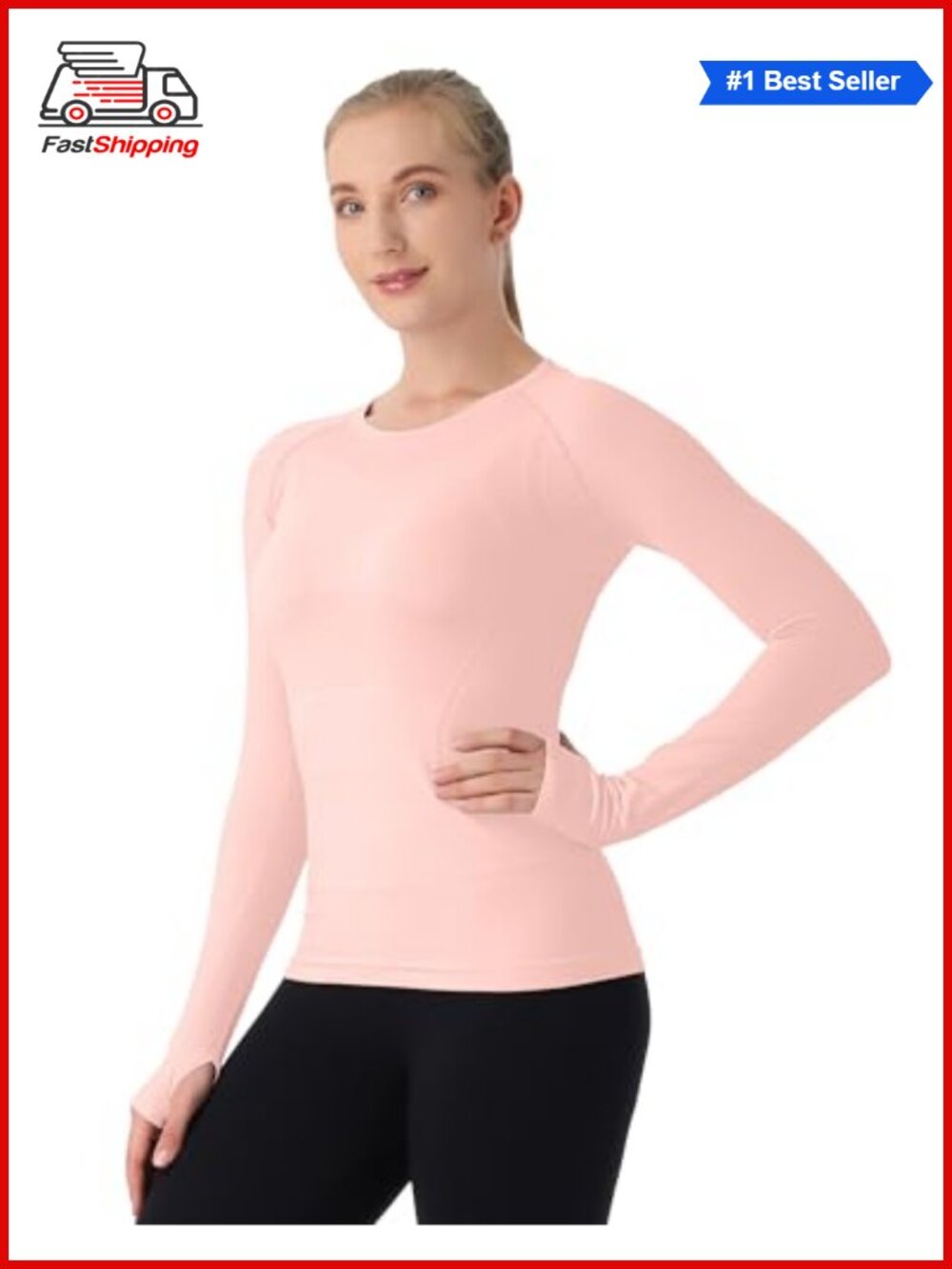 Seamless Long Sleeve Workout Top Nylon Elastane Thumb Holes Mesh Gym Yoga